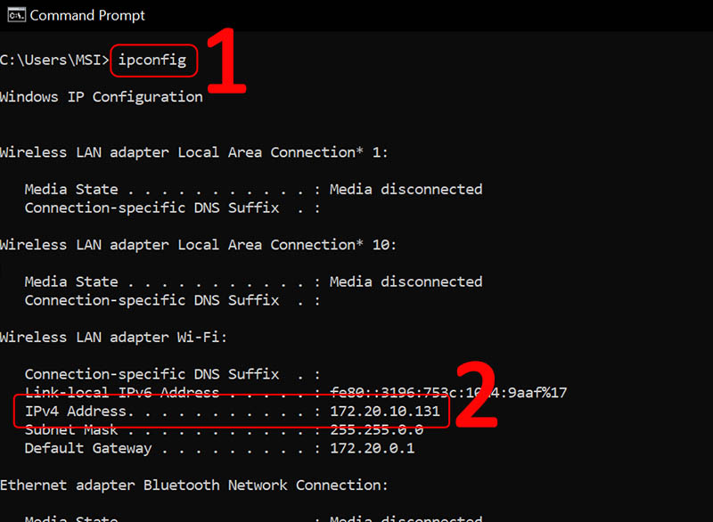 Kiểm tra IP của m&aacute;y t&iacute;nh